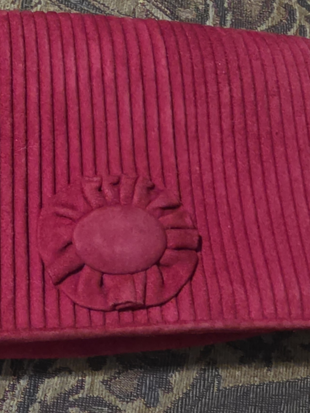Bottega Veneta Red Suede Evening Clutch